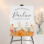 18th Happy Birthday Party Pumpkin Wildflower Foam Board<br><div class="desc">Fall pumpkins are nestled in delicate golden yellow and orange wildflowers to create an elegant aesthetic. All of the text is editable so you can easily craft your own special mood.</div>