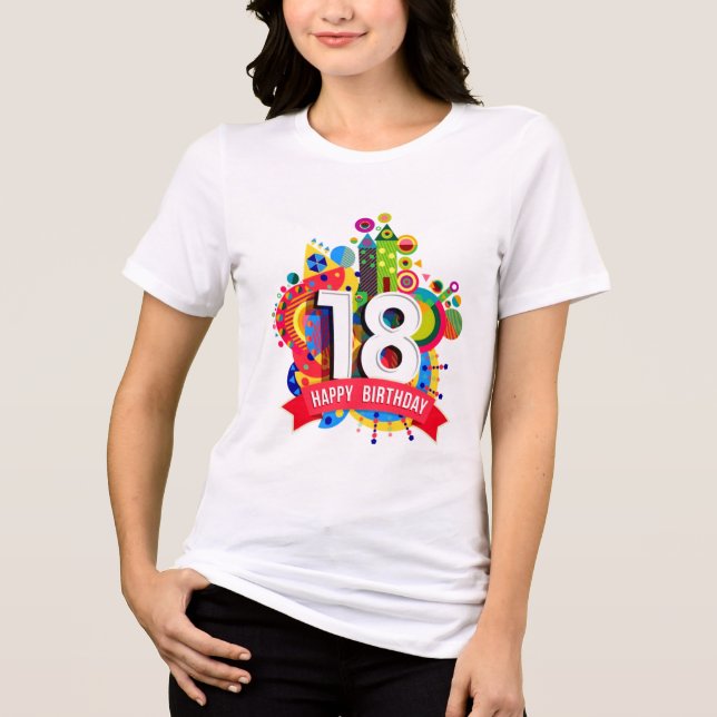 18th Happy Birthday Tri-Blend Girl T-shirt Tri-Blend Shirt (Front)