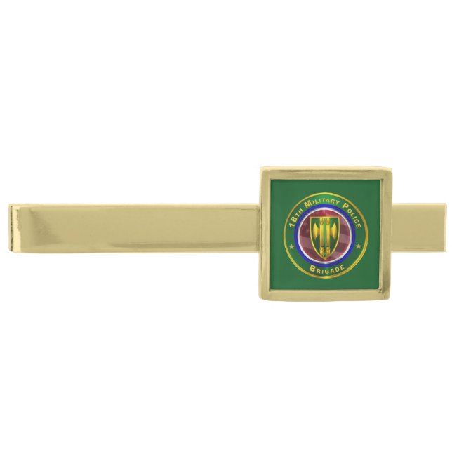 18th Military Police Brigade  Gold Finish Tie Bar (Front)