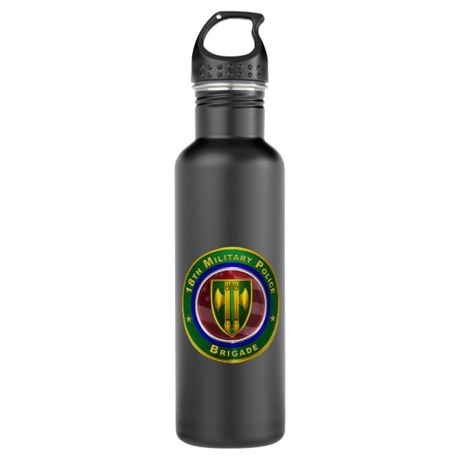18th Military Police Brigade  Stainless Steel Water Bottle (Front)