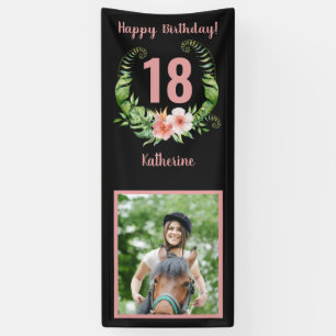 18th or any age Birthday Blush Pink Floral Banner