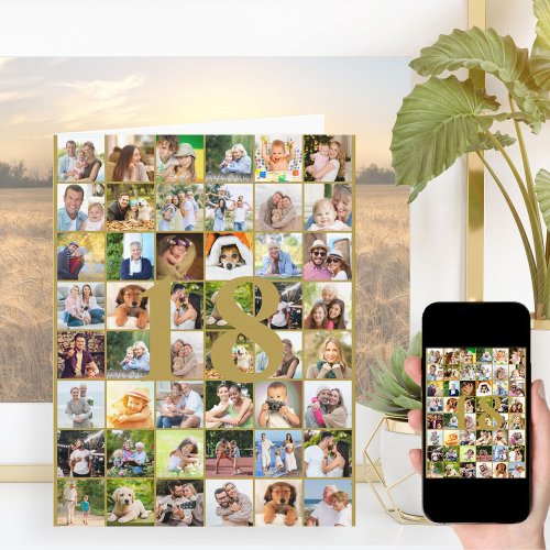 18th or Any Age Photo Collage Big Birthday Card