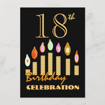 18th Or Any Year Birthday Gold Candles Budget C02 Invitation by JaclinArt at Zazzle