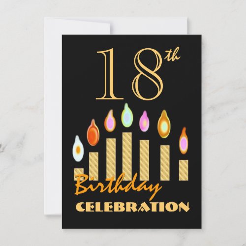 18th or Any Year Birthday Gold Candles Budget C02 Invitation