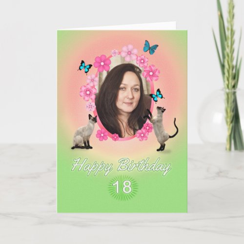 18th photo card with cats and butterflies