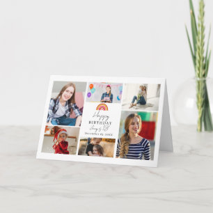 18th Rainbow 6 Photo Birthday Keepsake Name Letterpress Thank You Card