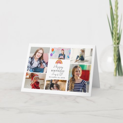 18th Rainbow 6 Photo Birthday Keepsake Name Thank You Card