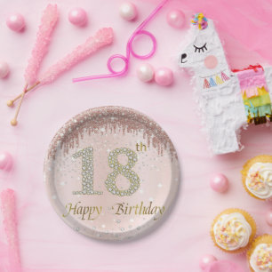 18th Rose Gold Birthday Party Decrations  Paper Plates