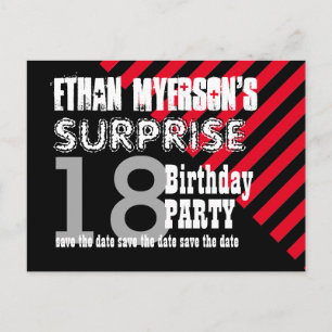 18th TEEN Surprise Birthday Save the Date A09 Announcement Postcard