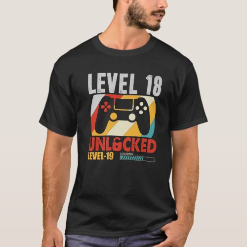 18Th Video Gamer Birthday Gift Level 18 Unlocked F T_Shirt