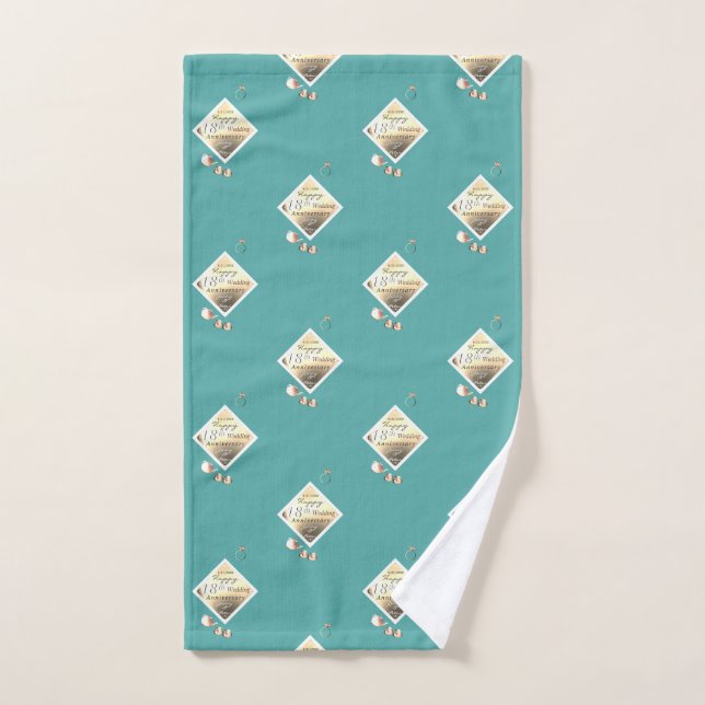 18th Wedding Anniversary Acquamarine Hand Towel (Hand Towel)