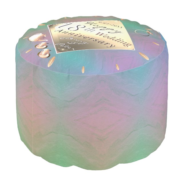 18th Wedding Anniversary Cat's Eye Acquamarine Pouf (Angled Back)