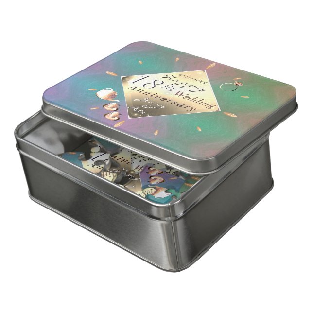 18th Wedding Anniversary Cat's Eye Jigsaw Puzzle (Lid Open)