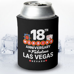 18th Wedding Anniversary Couples Las Vegas Trip Can Cooler