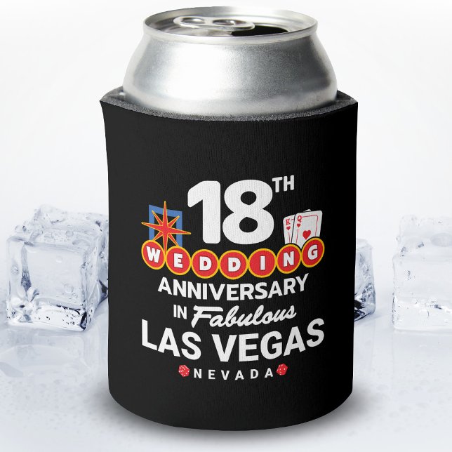 18th Wedding Anniversary Couples Las Vegas Trip Can Cooler (Creator Uploaded)