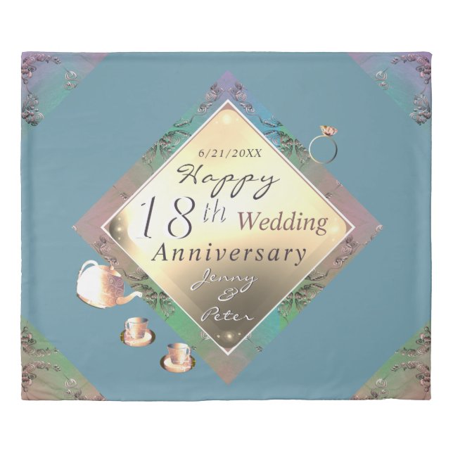 18th Wedding Anniversary Duvet Cover (Front)