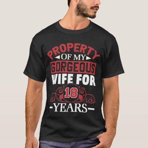 18th Wedding Anniversary Gift for Husband 18 Years T_Shirt