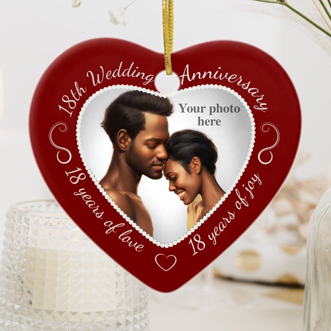 18th Wedding Anniversary Photo Ceramic Ornament (Creator Uploaded)