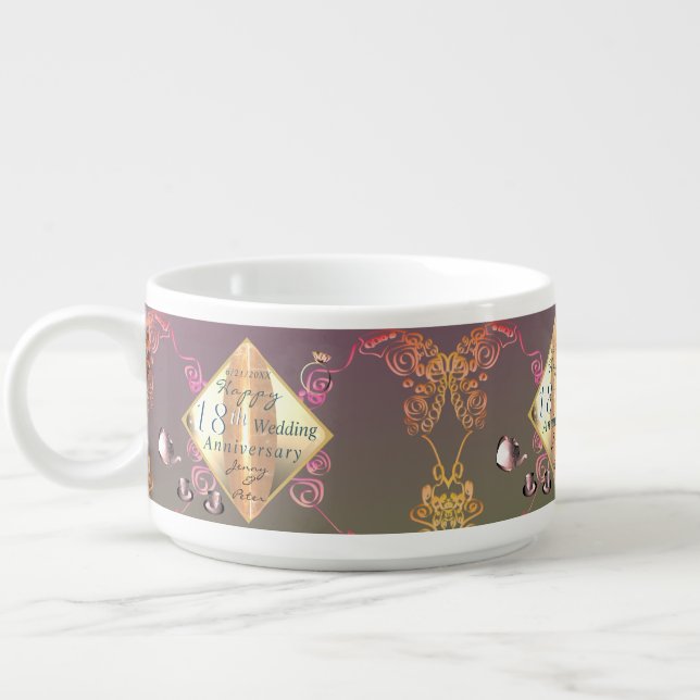 18th Wedding Anniversary Porcelain Cat's Eye Bowl (Right)