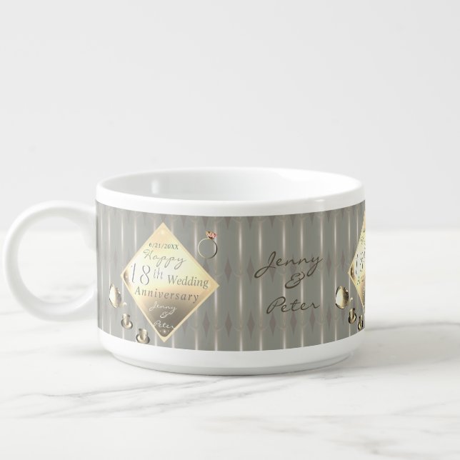 18th Wedding Anniversary Porcelain Cat's Eye  Bowl (Right)