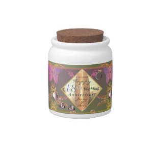 18th Wedding Anniversary Porcelain Cat's Eye Cand Candy Jar