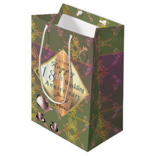 18th Wedding Anniversary Porcelain Cat's Eye Med Medium Gift Bag