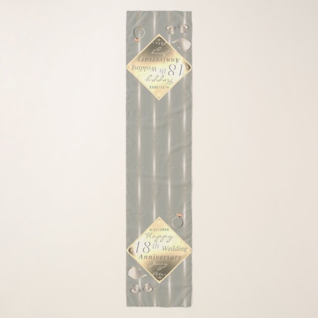 18th Wedding Anniversary Porcelain Cat's Eye  Scarf (Front)