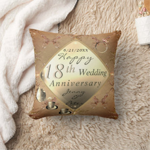 18th Wedding Anniversary Porcelain Cat's Eye Throw Pillow