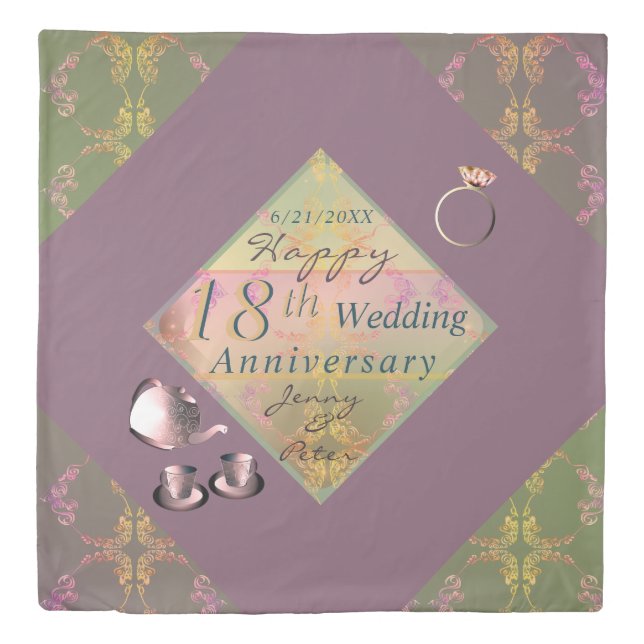 18th Wedding Anniversary Porcelain   Duvet Cover (Front)