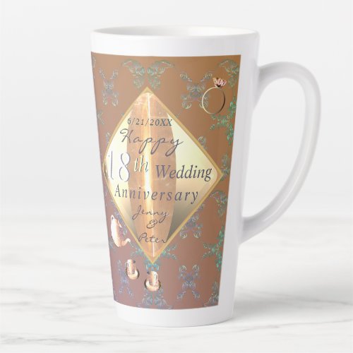 18th Wedding Anniversary Porcelain Latte Mug
