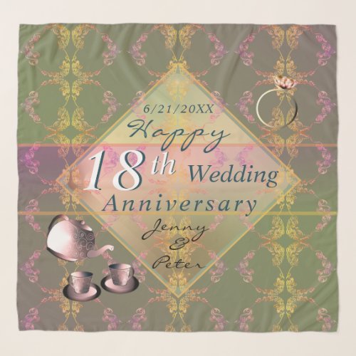 18th Wedding Anniversary Porcelain  Scarf