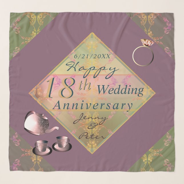 18th Wedding Anniversary Porcelain  Scarf (Front)