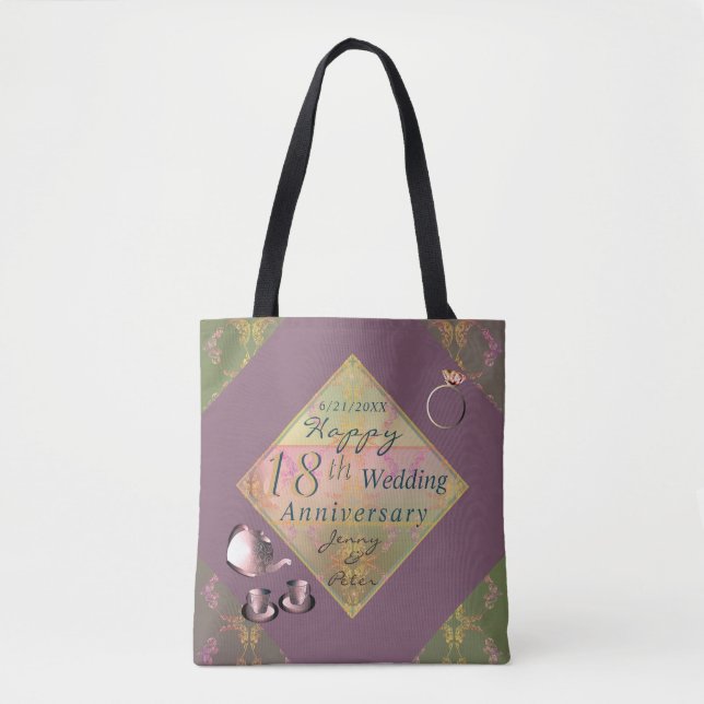 18th Wedding Anniversary Porcelain Tote (Front)