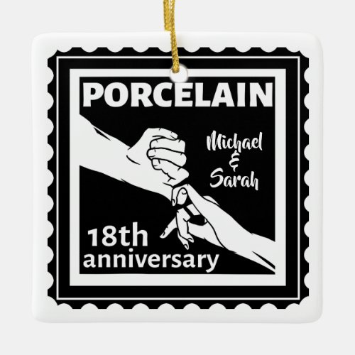 18th wedding anniversary porcelain traditional ceramic ornament