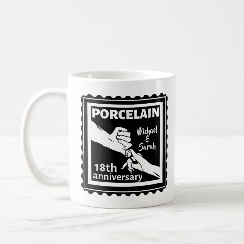 18th wedding anniversary porcelain traditional coffee mug