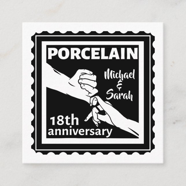18th wedding anniversary porcelain traditional enclosure card (Front)