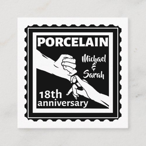 18th wedding anniversary porcelain traditional enclosure card