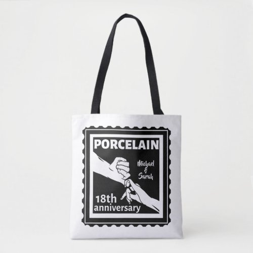 18th wedding anniversary porcelain traditional tote bag
