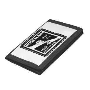 18th wedding anniversary porcelain traditional tri-fold wallet