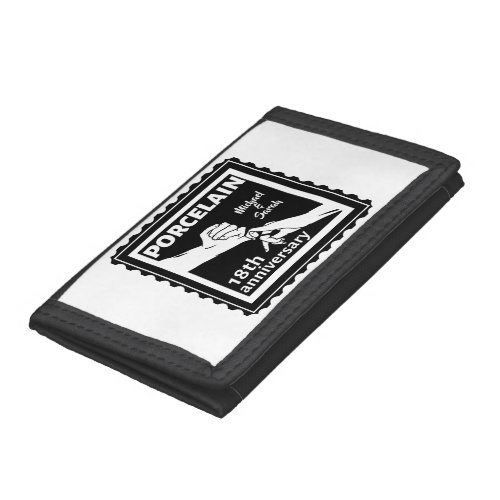 18th wedding anniversary porcelain traditional trifold wallet