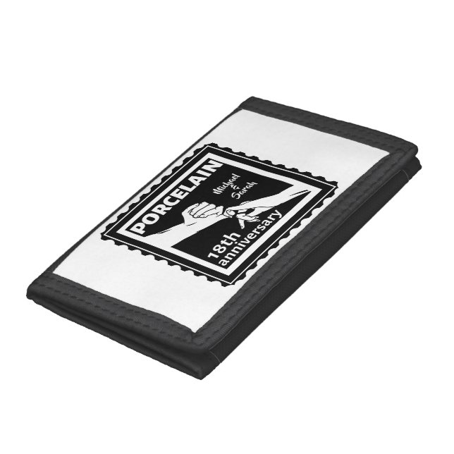 18th wedding anniversary porcelain traditional trifold wallet (Bottom)