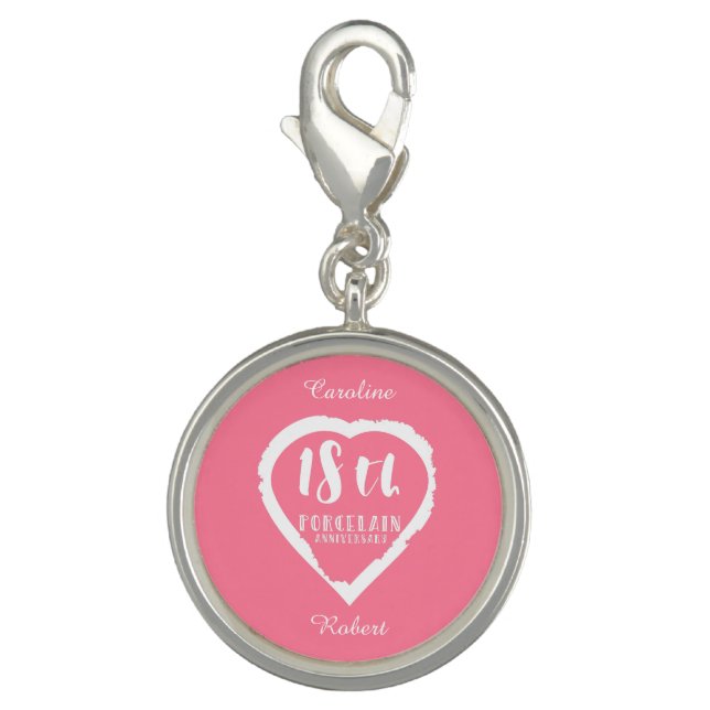 18th Wedding anniversary traditional porcelain Charm (Front)