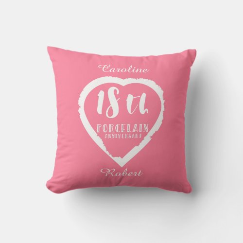 18th Wedding anniversary traditional porcelain Throw Pillow