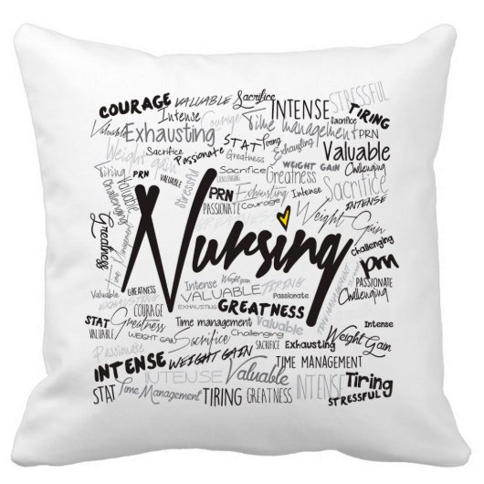 18x18 Nurses Hand Made White Pillow (Front)