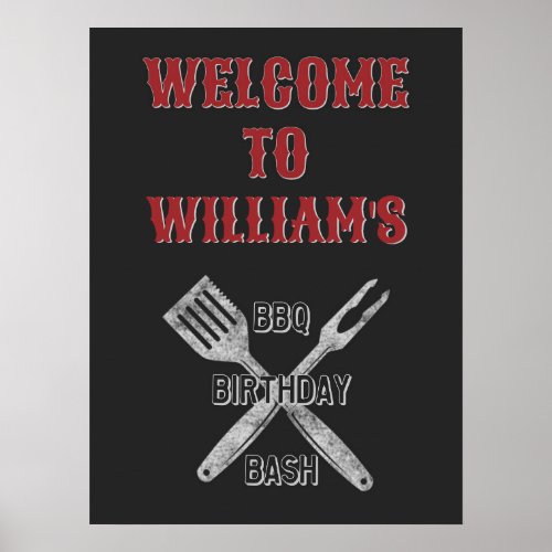 18x24 Backyard BBQ Birthday Party Welcome Sign