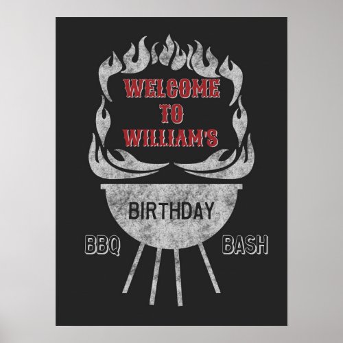 18x24 BBQ Birthday Party Welcome Sign  Poster