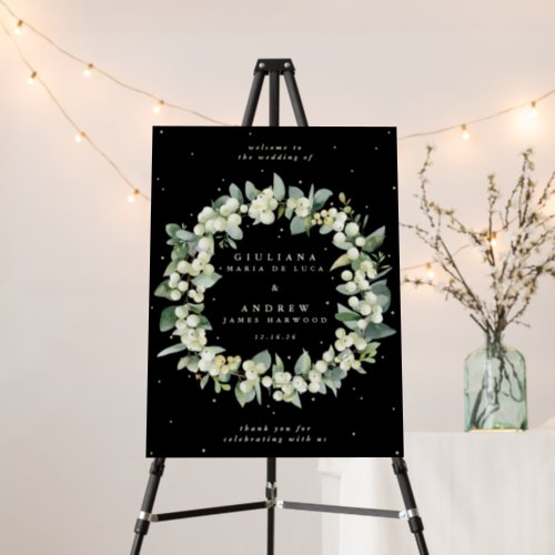 18x24 Black SnowberryEucalyptus Wedding Welcome Foam Board