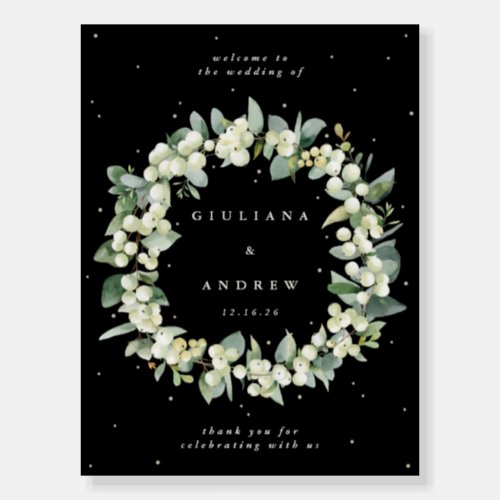 18x24 Black SnowberryEucalyptus Wedding Welcome Foam Board