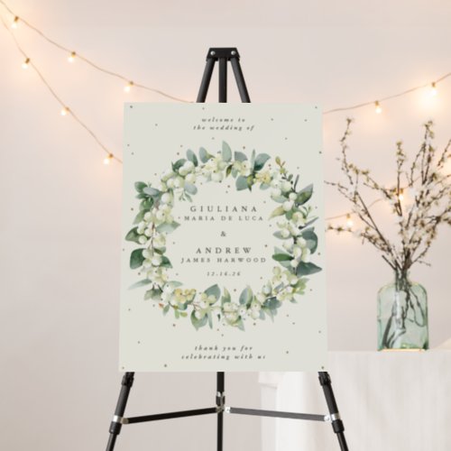 18x24 Cream SnowberryEucalyptus Wedding Welcome Foam Board