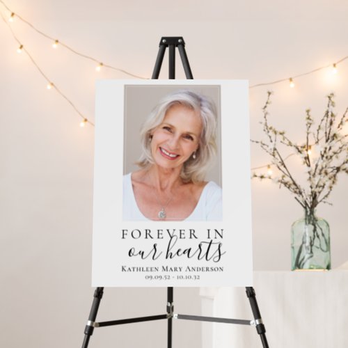 18x24 Forever in Our Hearts Photo Funeral Welcome Foam Board